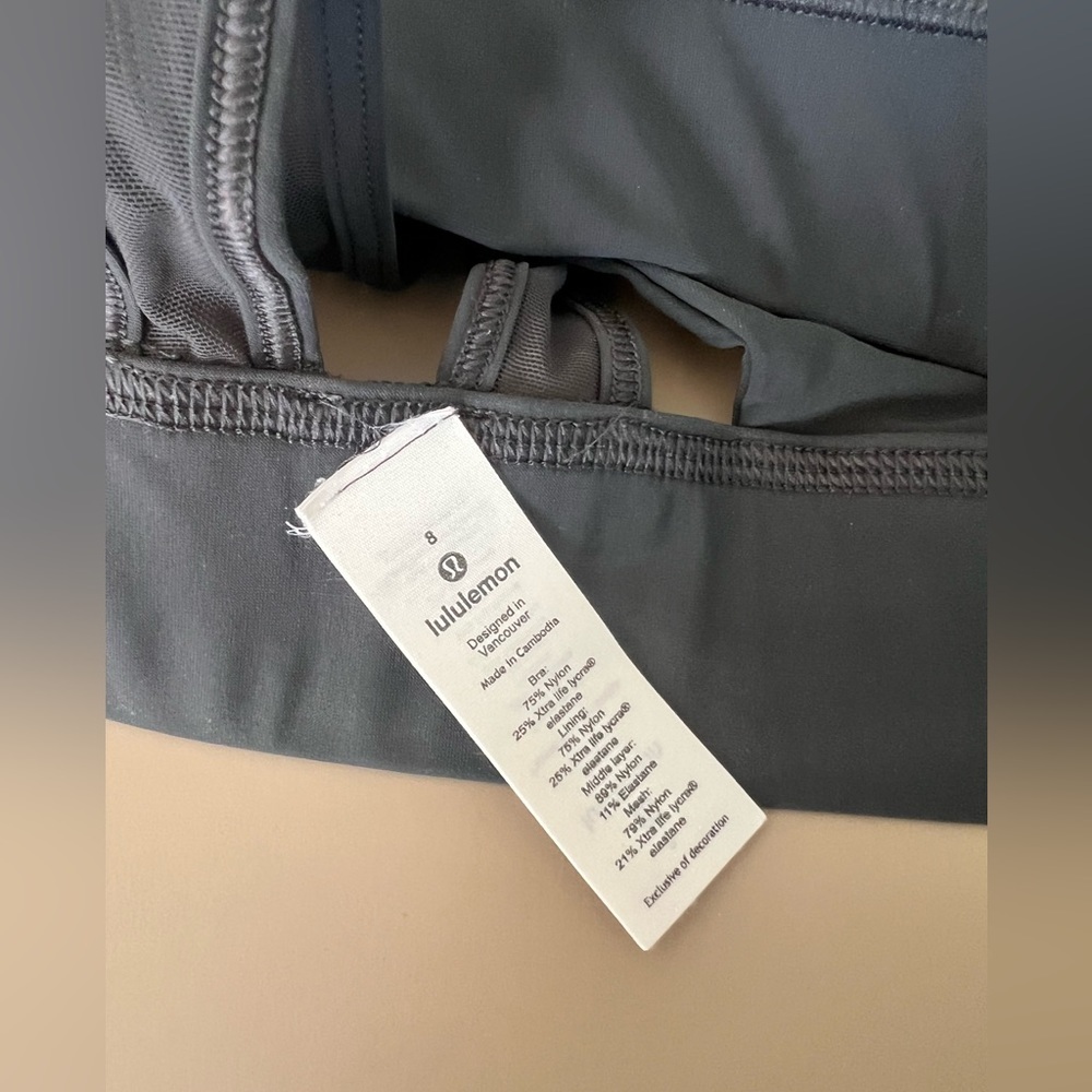 LULULEMON 🌟 Athletica GEARED TO TRAIN Bra Medium Support Graphite Gray 8 A/B - Picture 7 of 7